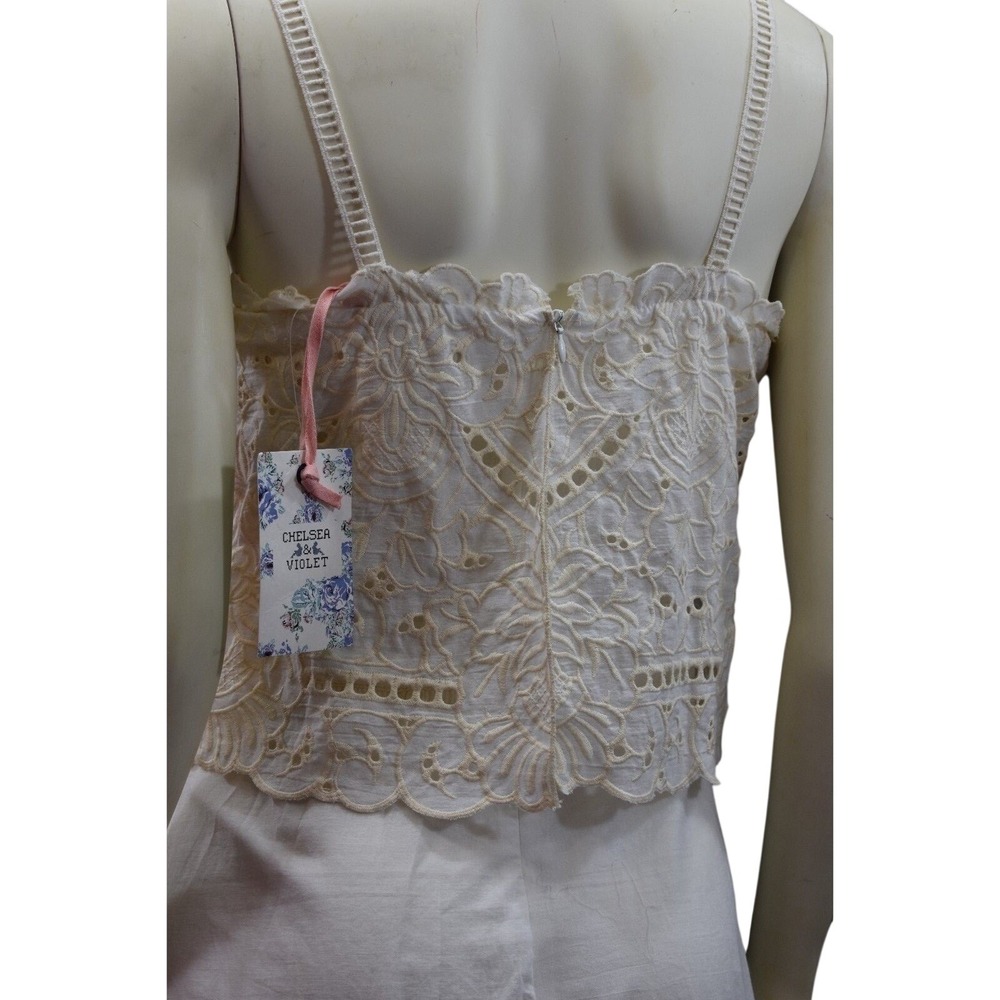 Chelsea & Violet Ivory Eyelet Lace Mini Dress Two Tier Embroidered‎ Skirt Md NWT - Picture 4 of 16